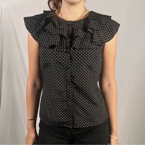black and white polka dot blouse